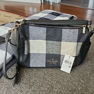 Kate Spade Black and Cream Checkered Crossbody Bag